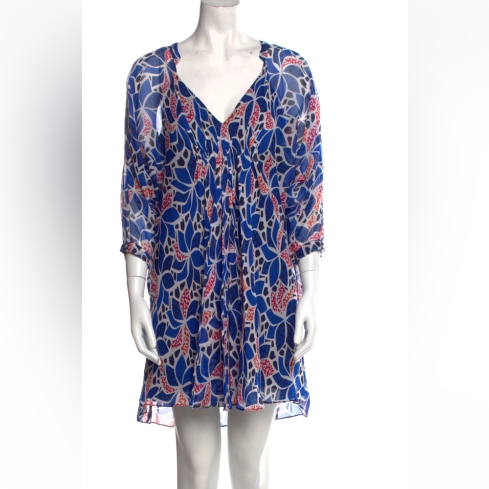 Diane von Furstenberg Silk Printed Dress / Cover‑Up — Size 8